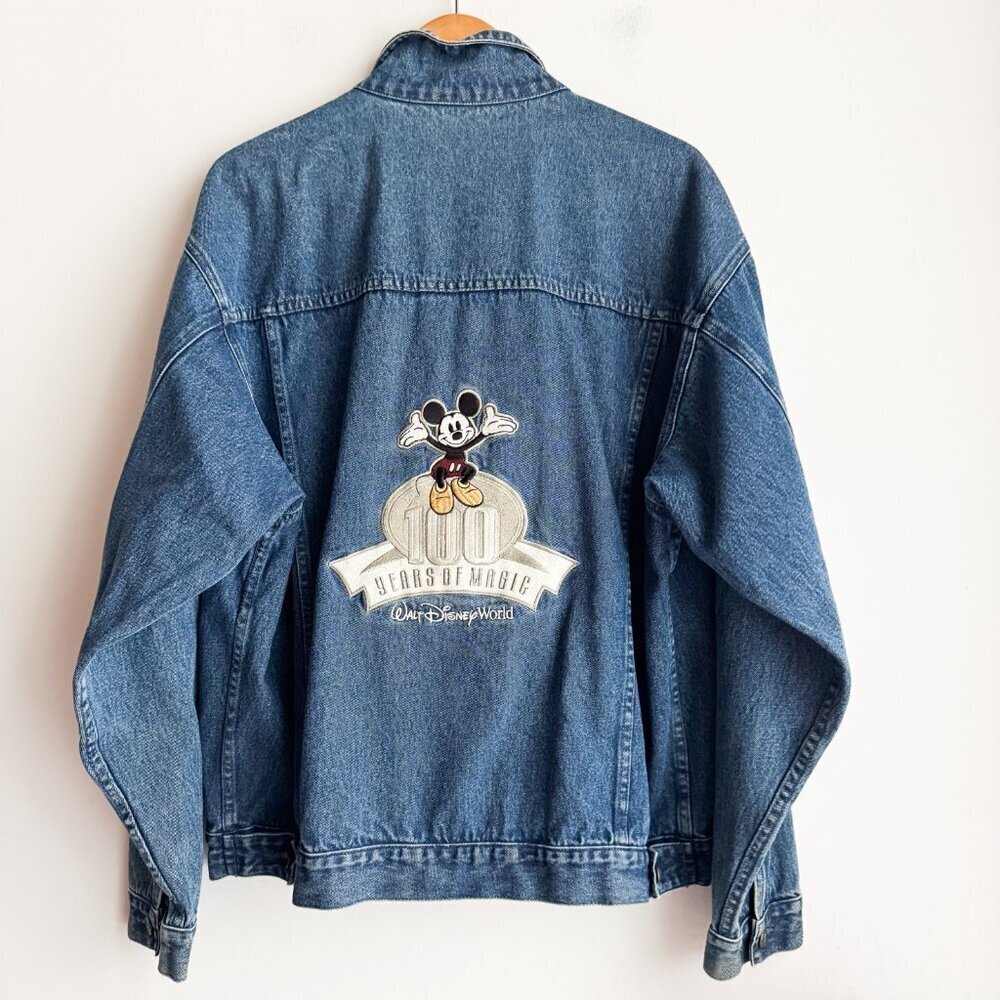 Disney 100 Years of Magic Anniversary Denim Embroidered Jacket L